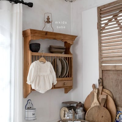 M-KIDS07｜(55-80cm) 2色法式絨面蕾絲包屁衣8