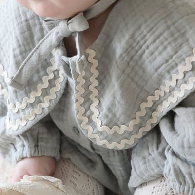 LEMONADE35｜(55cm-85cm) 2色滾邊大翻領包屁衣含帽子6