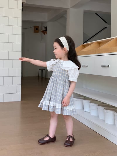 JE27｜(66-120cm) 學院格紋吊帶包屁衣/洋裝7