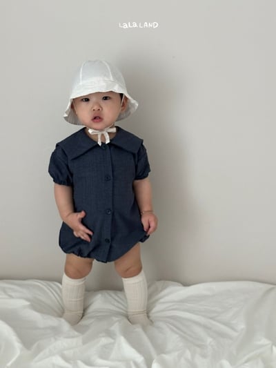 lala land26｜(3m-18m) 2色素面翻領包屁衣1