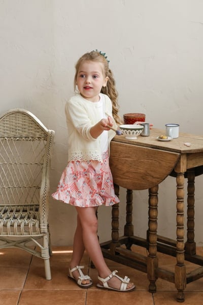 FLO23｜(75-140) 碎花荷葉邊短褲1