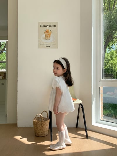 JE36｜(66-90cm) 泡泡袖花邊包屁衣11