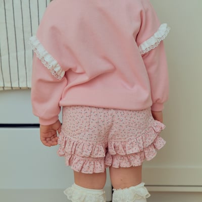 1st blue06｜(~93-118cm) 碎花荷葉花邊短褲2