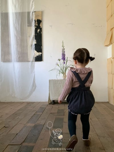 JE564｜(73-100cm) 荷葉領開襟外套/坑條滾邊吊帶褲22