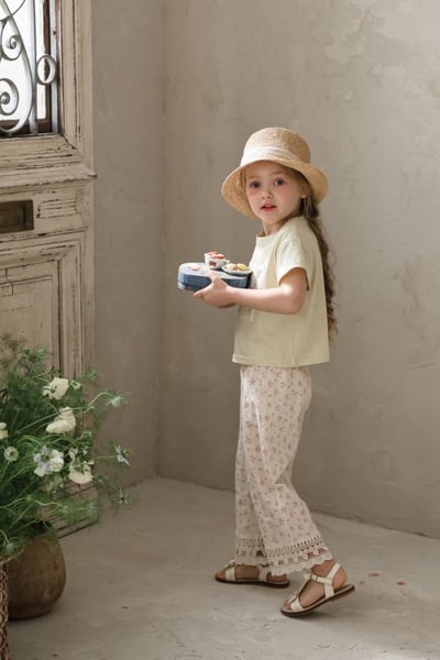 FLO18｜(75-140) 碎花蕾絲邊長褲16