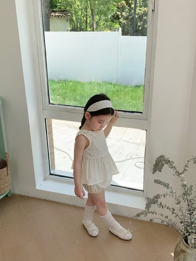 JE50｜(66-100cm) 無印花邊包屁衣/套裝12