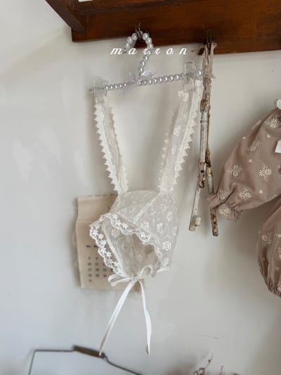 Marron37｜(-18m) 蕾絲花卉兔子綁帶帽6