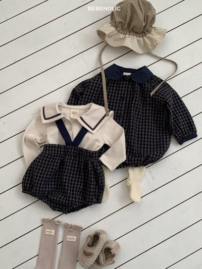 Bebe holic27｜(3m-18m) 格紋吊帶包屁褲4