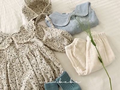 Valubebe14｜(65-80) 翻領碎花包屁衣14