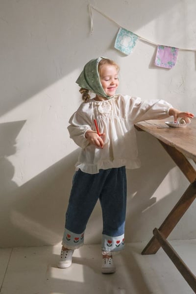 FLO39｜(75-140) 3色法式傘狀荷葉襯衫23