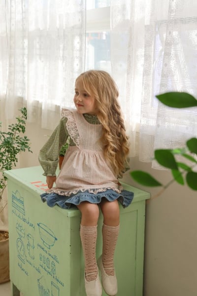 FLO24｜(75-140) 2色田園碎花娃娃袖上衣14