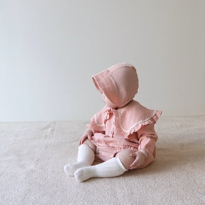 LEMONADE14｜(55cm-85cm) 2色波浪邊大翻領包屁衣含帽子4