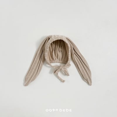 Oottbebe03｜(0m-12m) 壓紋兔耳綁帶帽9