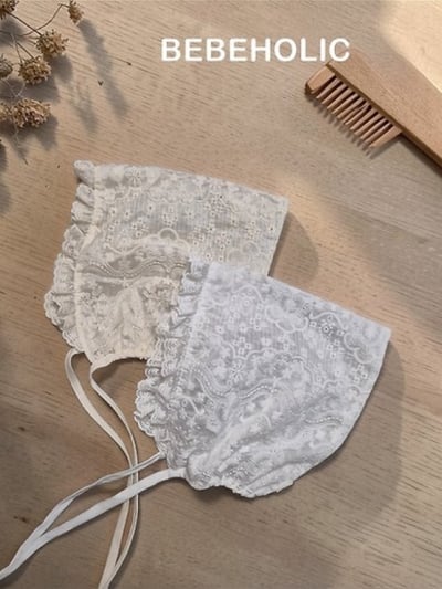 Bebe holic61｜(Free) 荷葉蕾絲綁帶帽1