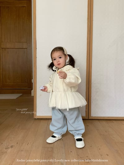 JE 661｜(80-110cm)  絨毛蕾絲束腳褲10