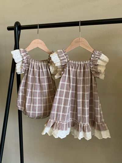 JE33｜(66-120cm) 格紋飛袖包屁衣/洋裝2