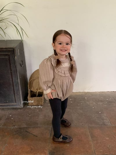 JE574｜(66-90cm) 花邊領條紋包屁衣9