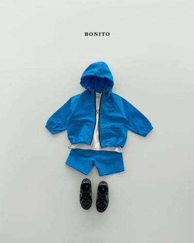 Bonito55｜(75cm-125cm) 3色刺繡字母防風帽套裝13