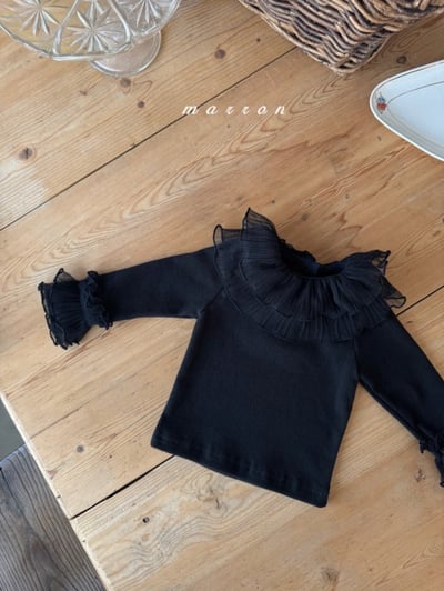 Marron 03｜(1y-6y) 花瓣荷葉薄紗上衣13