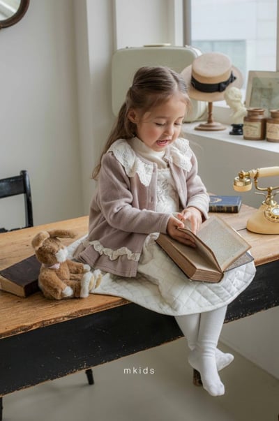 M-KIDS29｜(65-115cm) 3色蕾絲領荷葉邊開襟外套14