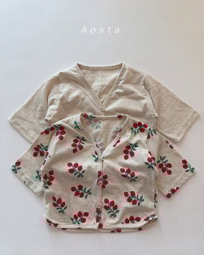 AOSTA22｜(6m-5y) 2款亞麻鈕釦開衫外套1