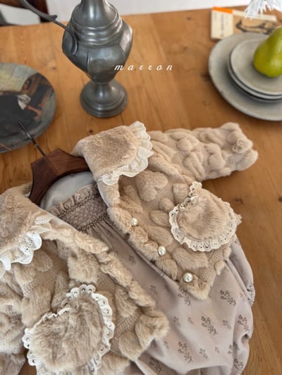 Marron 14｜(1y-6y) 愛心刷毛珍珠排釦外套7