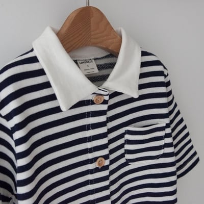 LEMONADE48｜(55cm-85cm) 2色有領條紋連身衣9