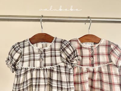 Valubebe 52｜(65-90cm) 格子泡泡袖襯衫4