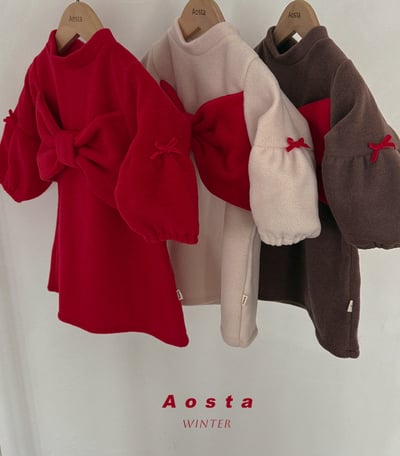 AOSTA26｜(6m-5y) 冬季磨毛蝴蝶結洋裝17