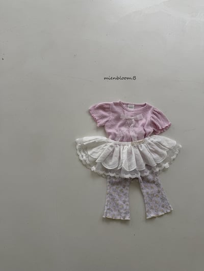 Bloom.b29｜(55cm-118cm) 碎花抓皺小喇叭褲5