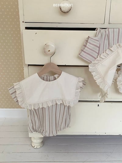 Bebe holic20｜(3m-18m) 翻領條紋連身服11