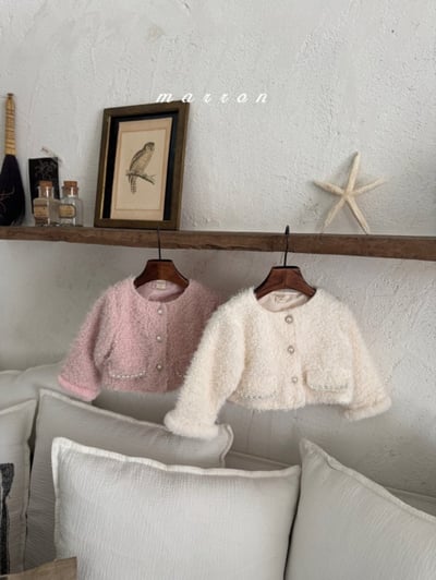 Marron 24｜(1y-6y) 羽毛珍珠開襟外套8