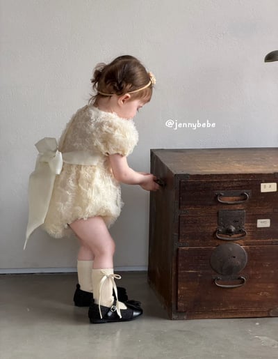 JE694｜(66-90cm)  蕾絲花邊緞帶包屁衣5