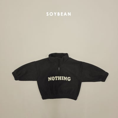 Soybean03｜(75cm-118cm) 英字拉鍊半開襟內刷毛上衣18