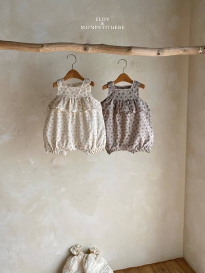 Mon petit03｜(66-90cm) 玫瑰碎花荷葉邊包屁衣1