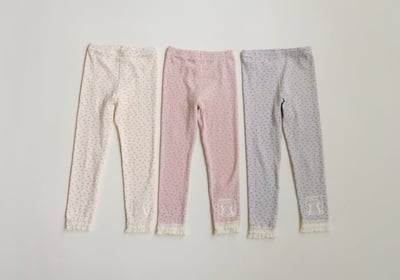 FLO41｜(75-140) 3色蕾絲邊碎花緊身褲14