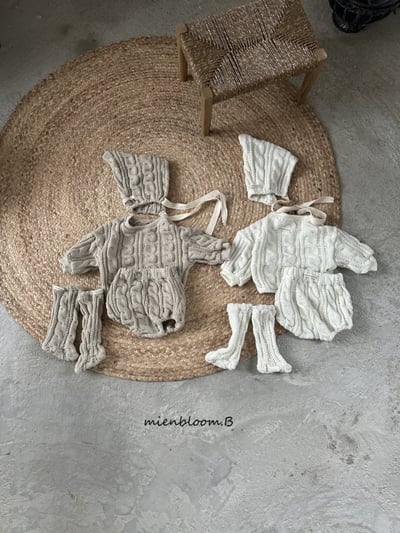 Bloom.b31｜(0m-24m) 麻花針織精靈綁帶帽18