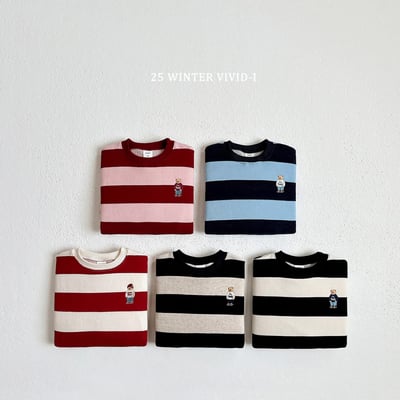 vivid49｜(78cm-125cm) 小熊條紋休閒上衣4