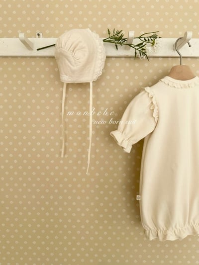 MONBEBE23｜(3m-24m) 蕾絲層次綁帶帽9