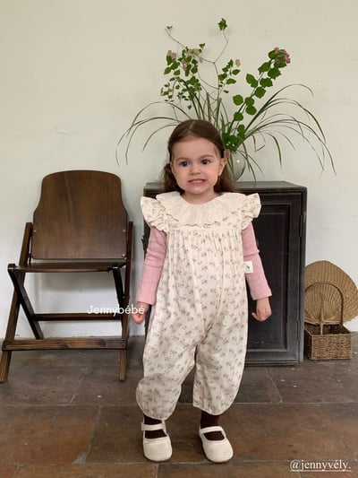 JE559｜(73-100cm) 蕾絲花邊領壓紋上衣/碎連身褲7