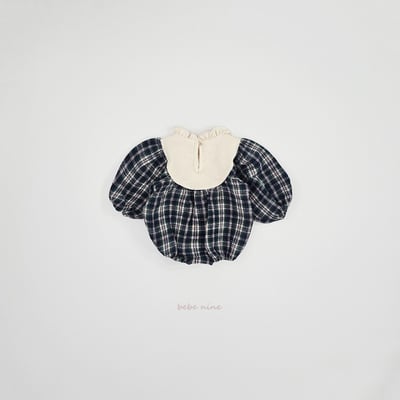 bebe nine12 (55cm-75cm) 2色荷葉立領格紋包屁衣17