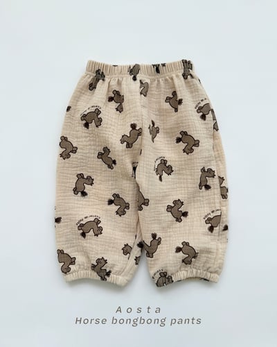 AOSTA23｜(6m-5y) 印花棉麻休閒縮口褲4