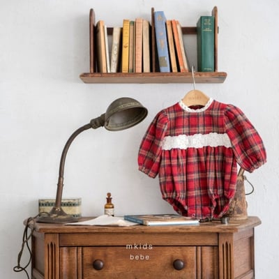 M-KIDS01｜(55-80cm) 1色聖誕格紋包屁衣1