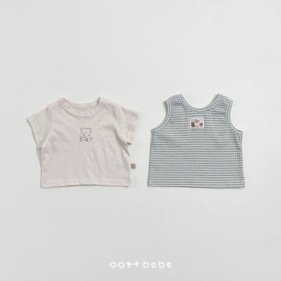 Oottbebe02｜(0m-12m  1y-7y)  素色上衣+條紋背心（兩件組）8