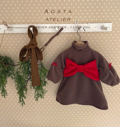 AOSTA26｜(6m-5y) 冬季磨毛蝴蝶結洋裝22
