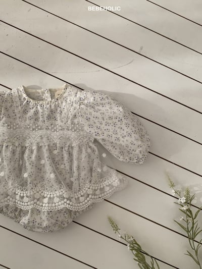 Bebe holic44｜(3m-18m) 碎花蕾絲裙包屁衣6
