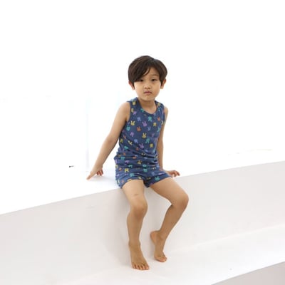 LIME&BLUE14｜(80-118cm)  彩色兔兔無袖服16