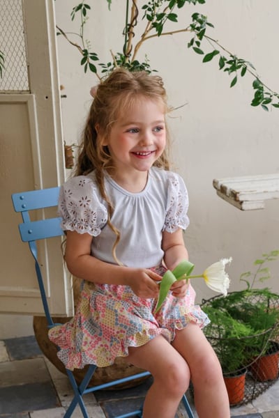 FLO19｜(75-140) 鏤空泡泡袖上衣1