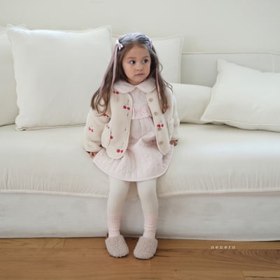 neneru19｜(70cm-125cm) 1色刺繡櫻桃刷毛外套6