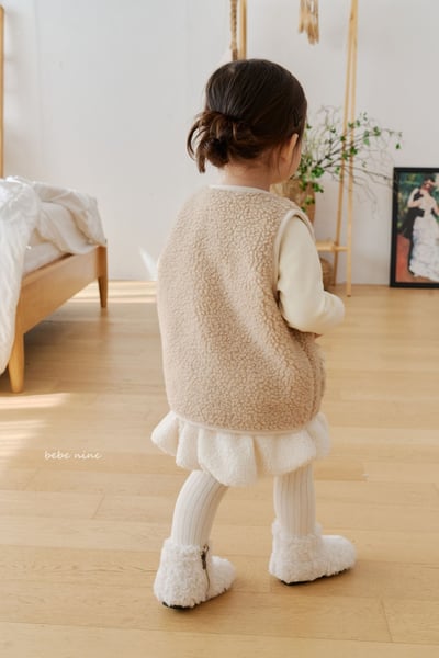 bebe nine37 (65cm-115cm) 2色蕾絲邊口袋刷毛背心11